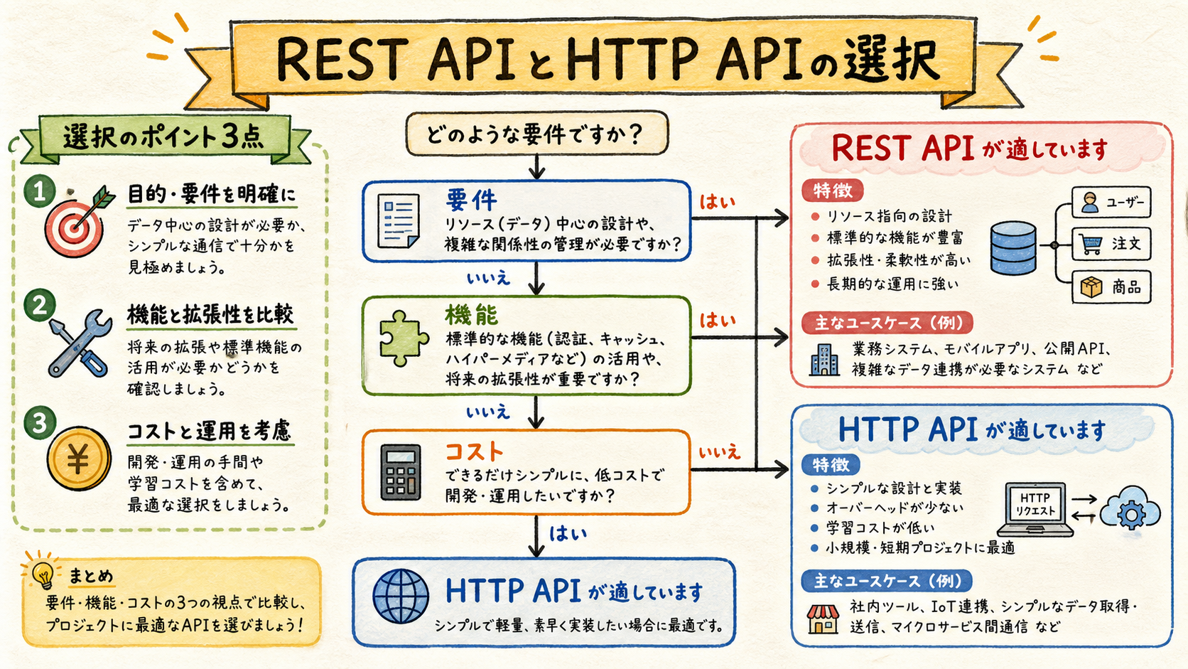 REST APIとHTTP APIの選択の図解