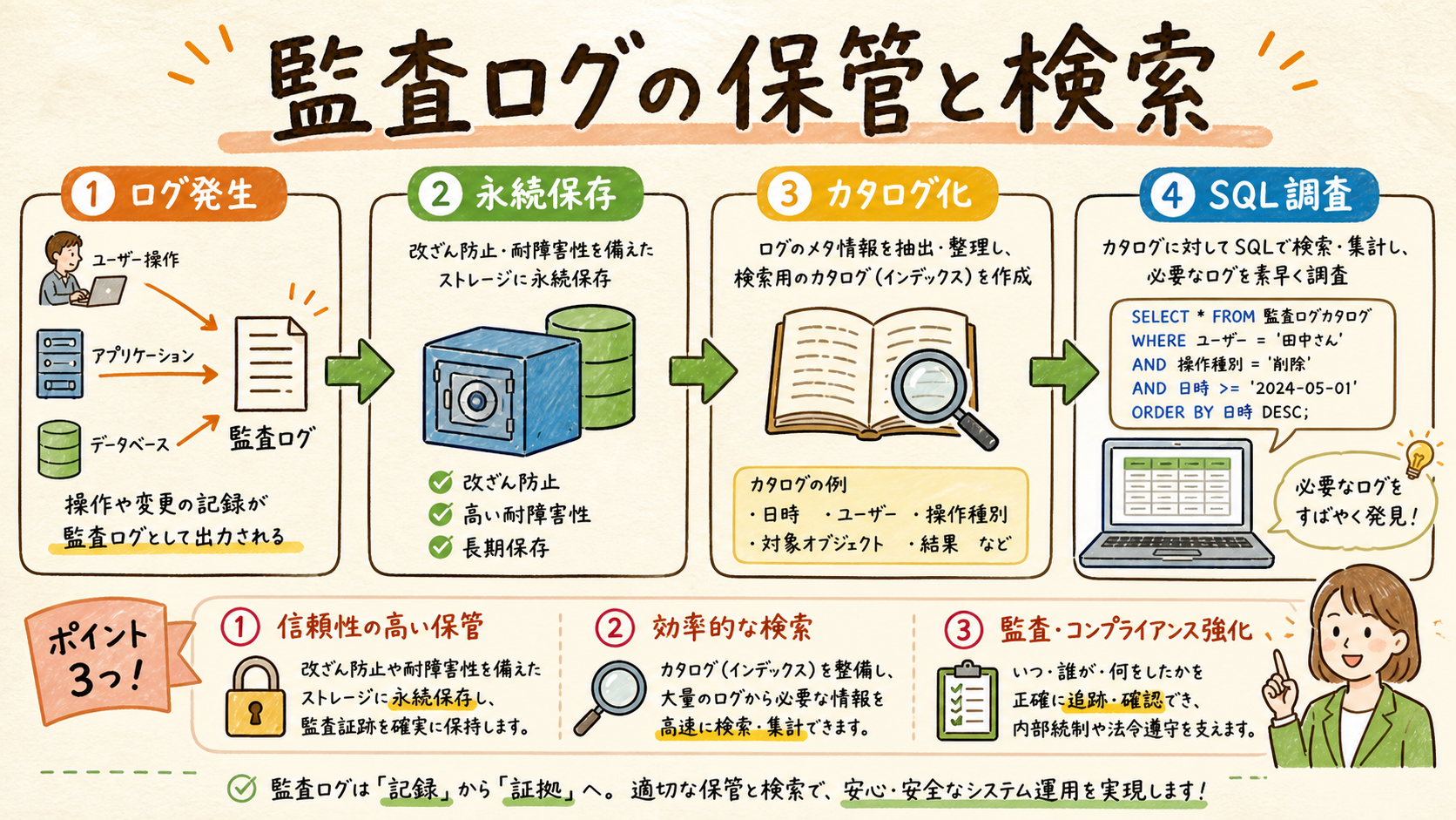 保存・カタログ・検索を分けるの図解