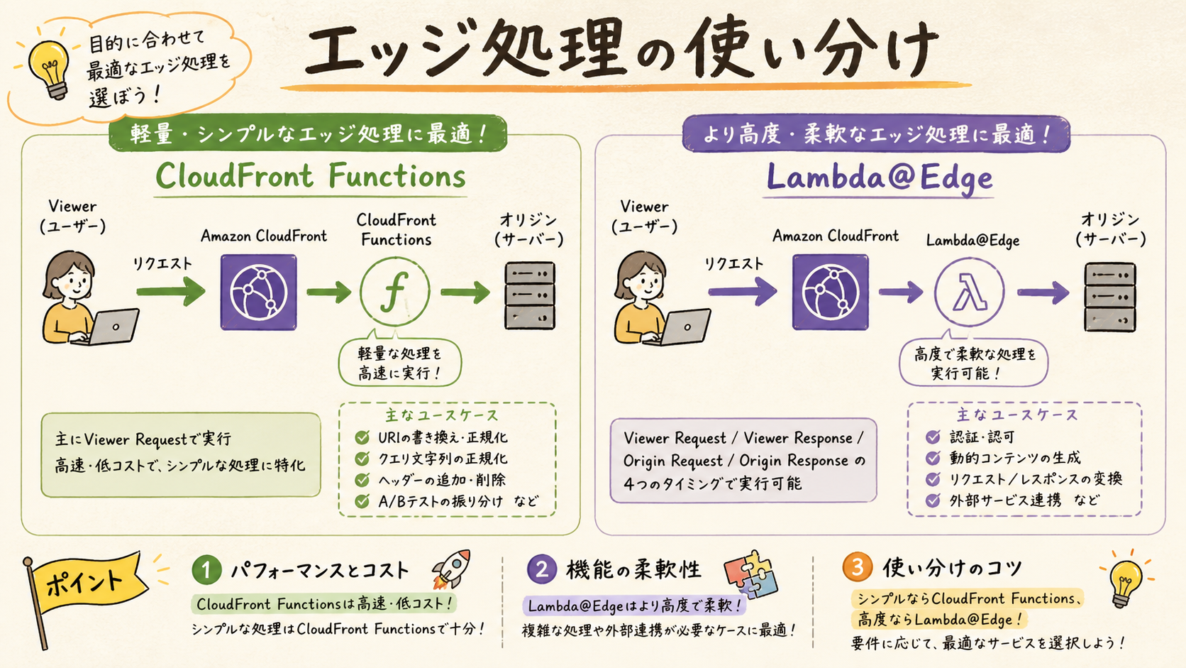FunctionsとLambda@Edgeを使い分けるの図解