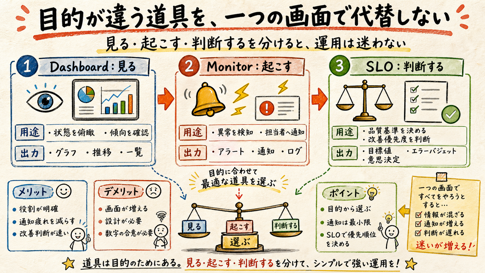 目的が違う道具を、一つの画面で代替しようとしない。