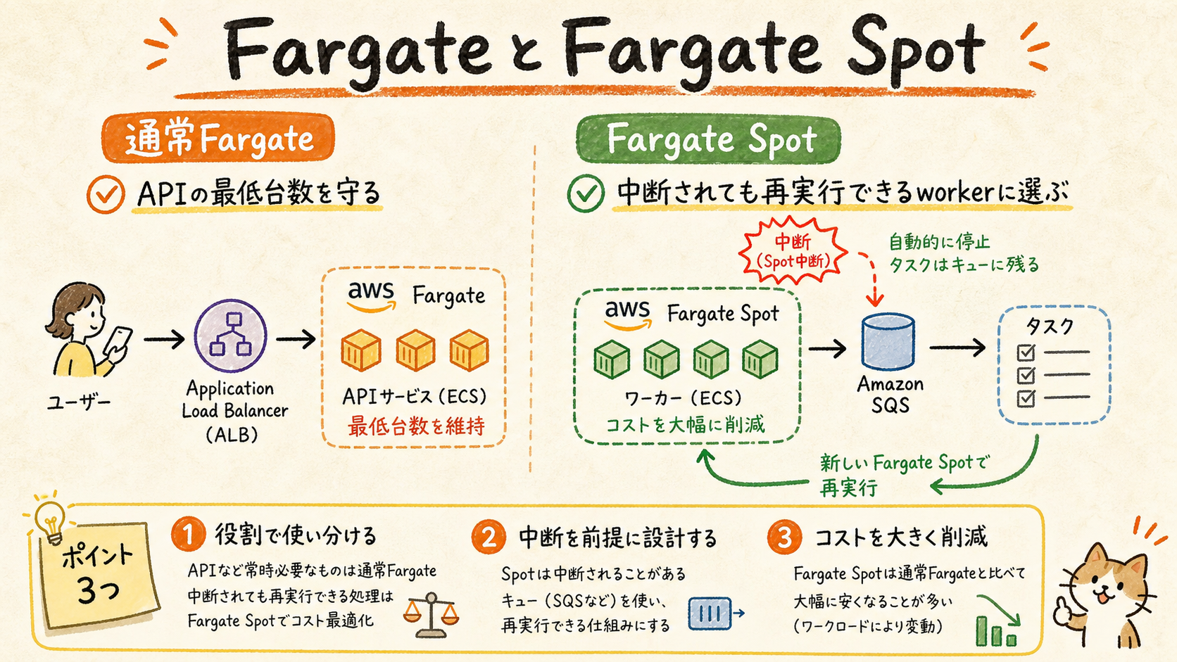 Spotは中断を前提に用途を選ぶの図解