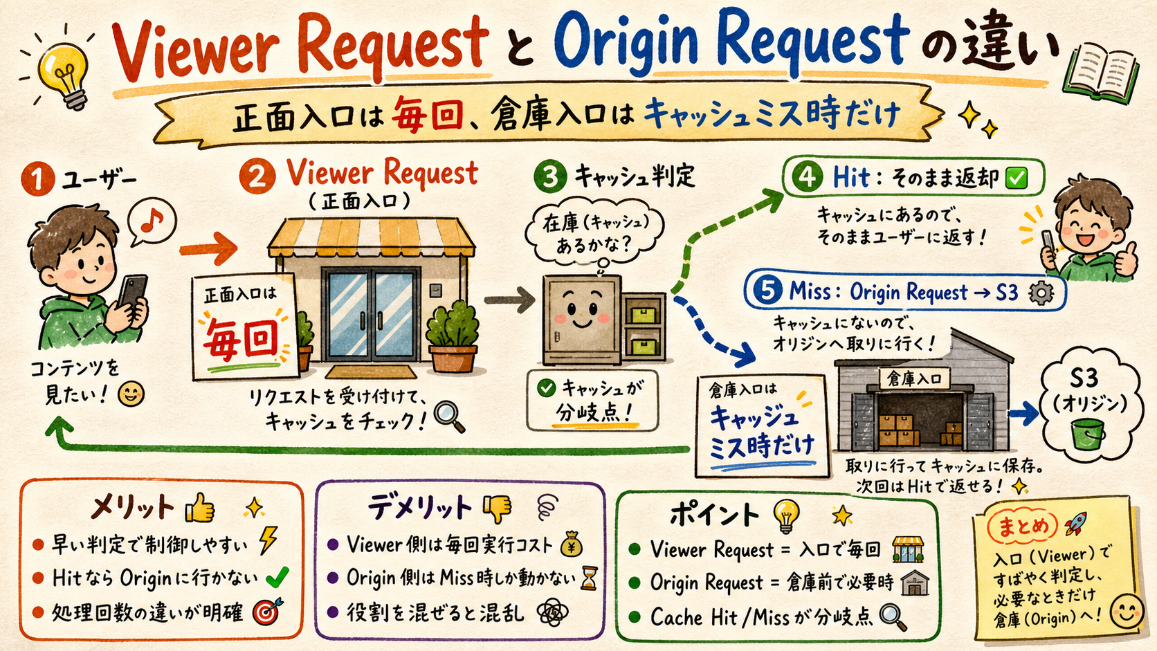 CloudFrontのViewer RequestとOrigin Requestの実行タイミング