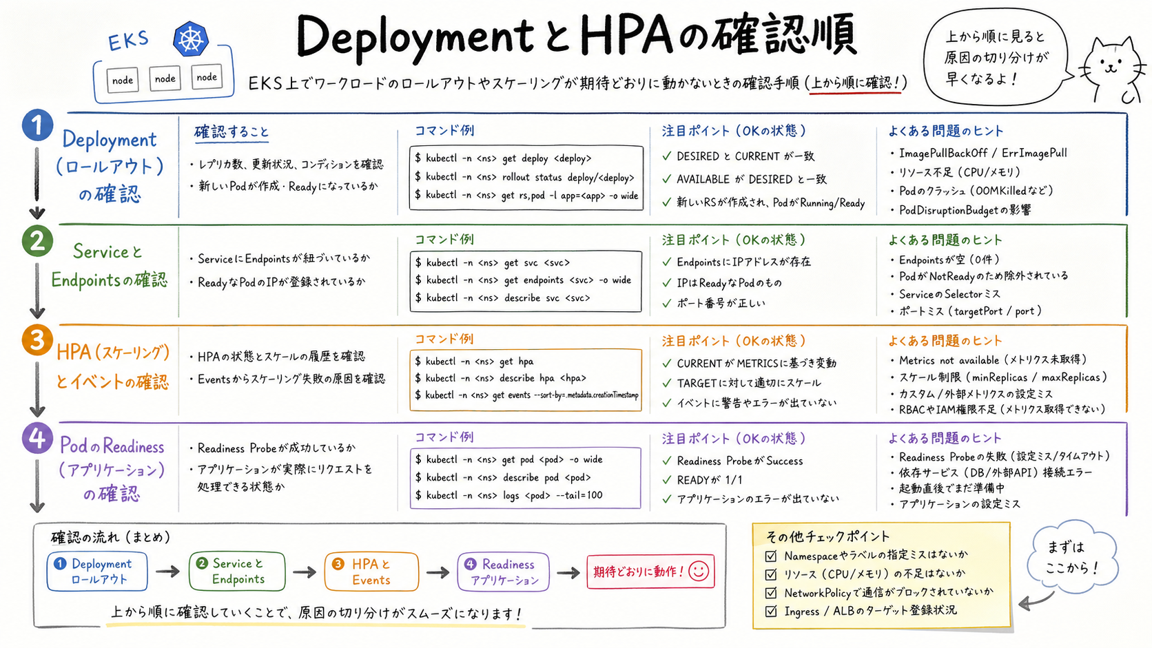 DeploymentとHPAの確認順