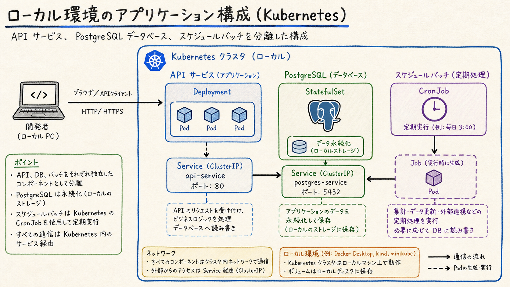 API・DB・バッチはライフサイクルが違うため、同じリソースに混ぜない。