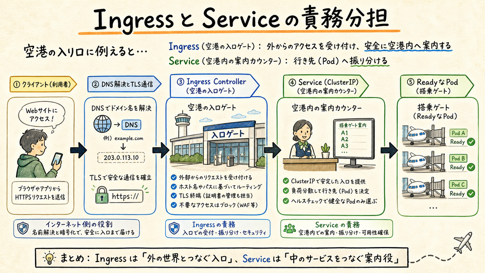 HTTP公開におけるIngressとServiceの分担