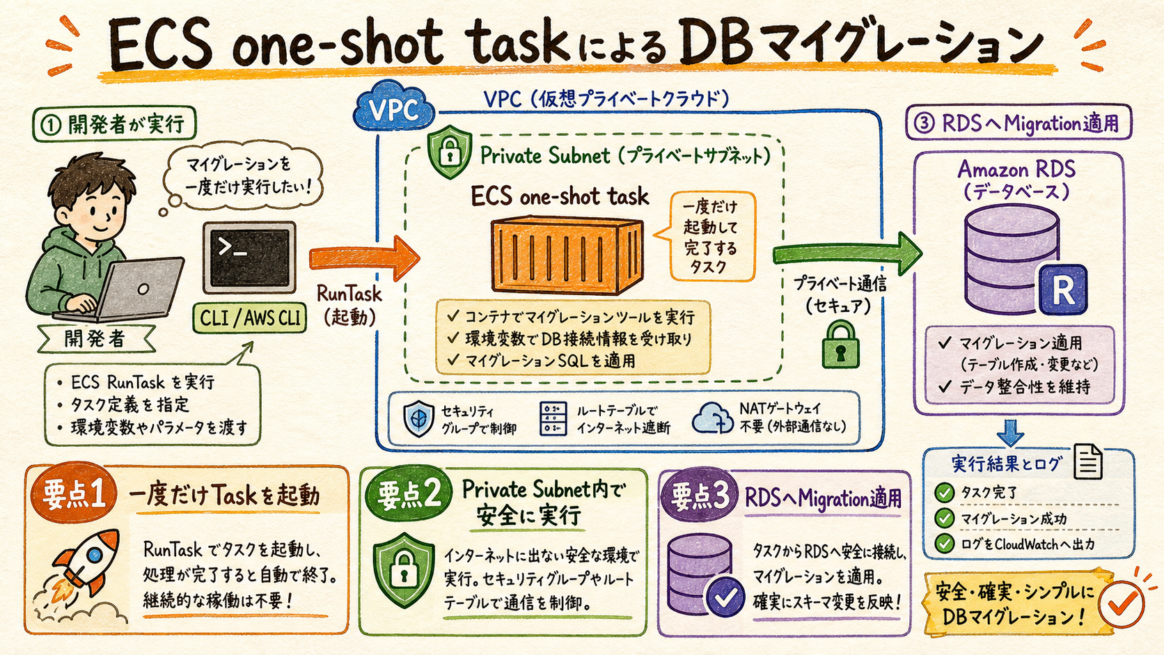 ECS taskからRDSへ接続する経路