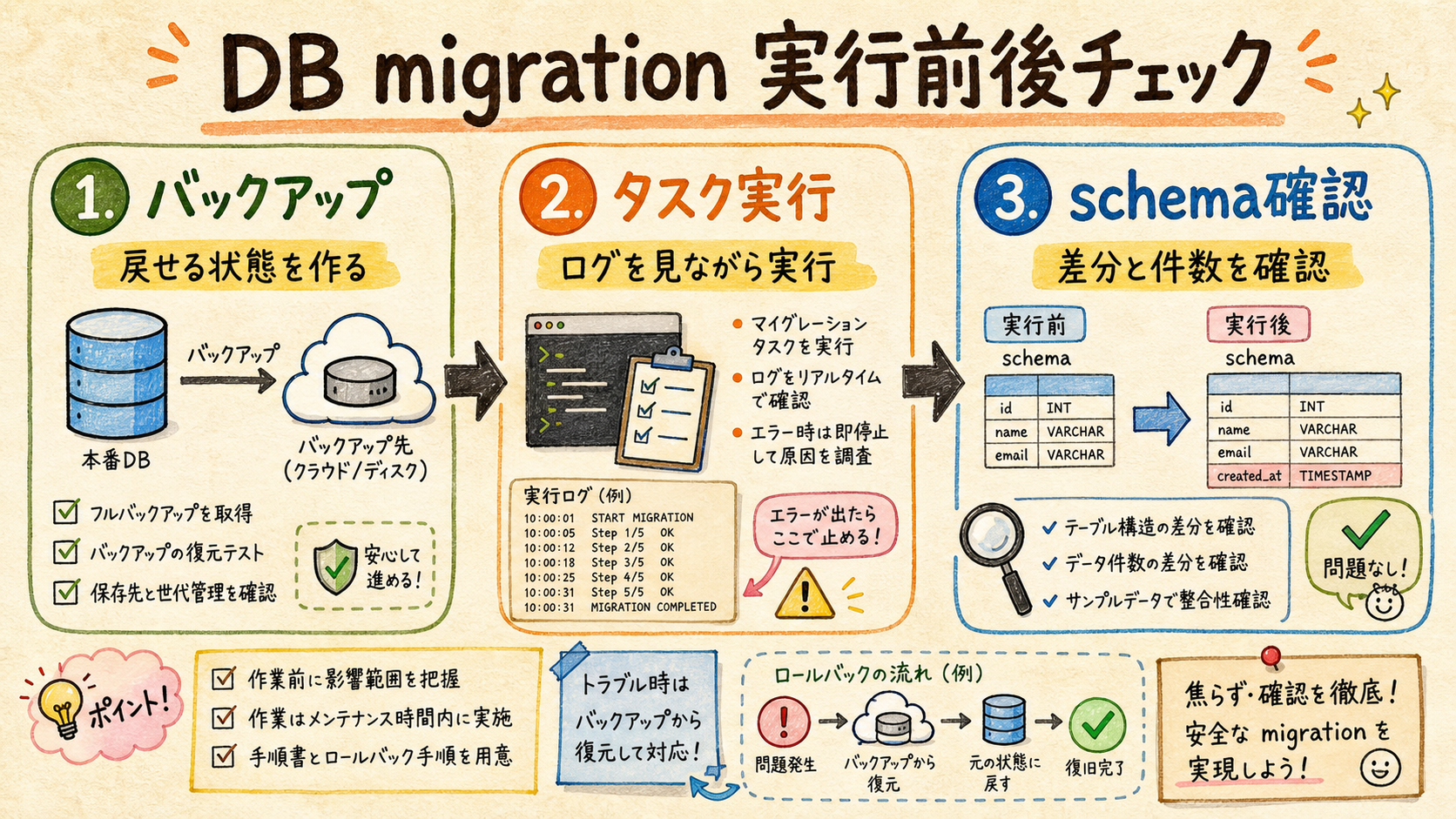 実行前後の確認手順
