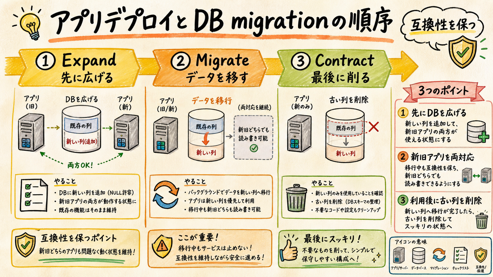 expand migrate contract の時系列